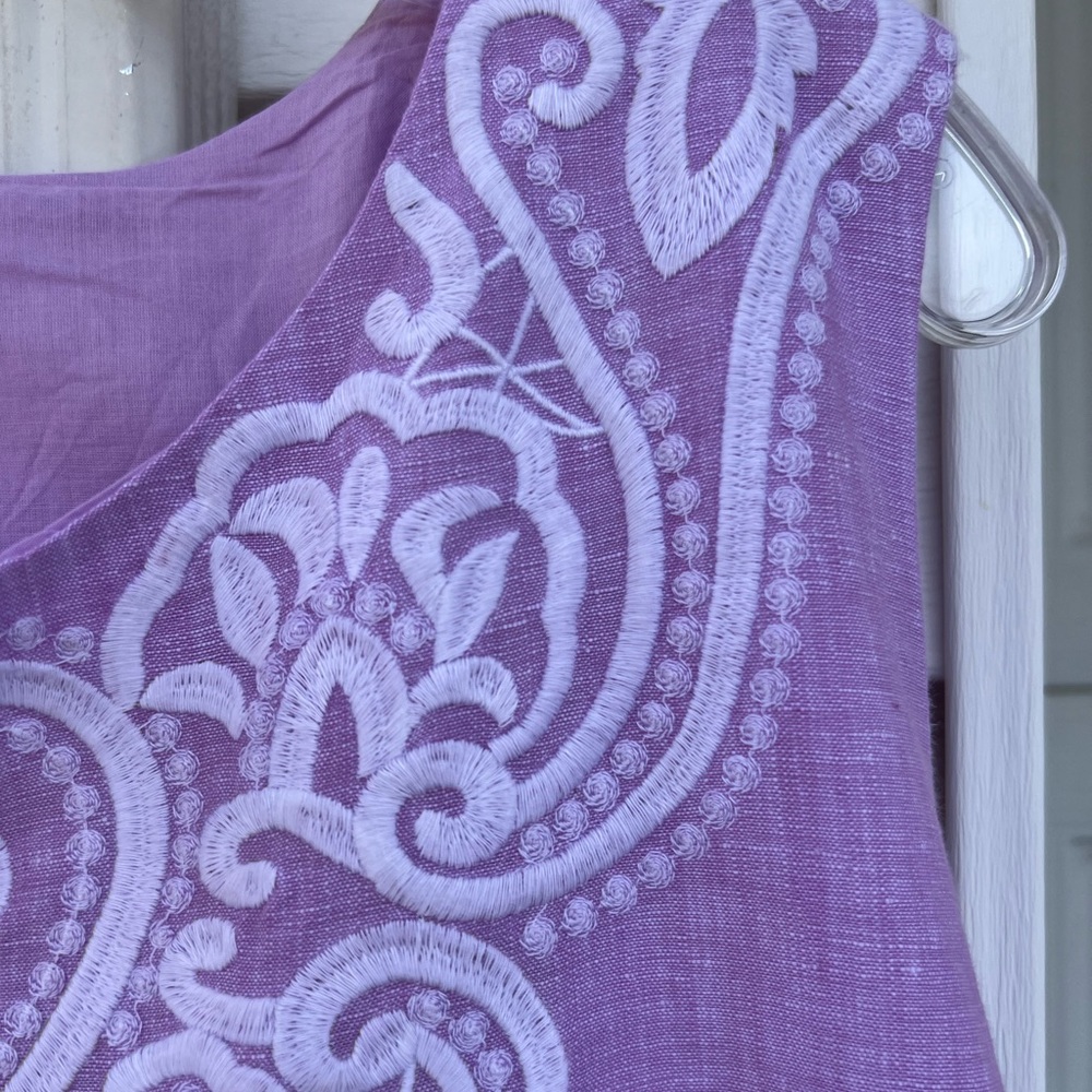 NWT Talbots Pretty Lavender Lace Front Linen Blend Lined Sleeveless Dress - Picture 3 of 6